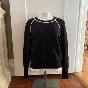 J.Crew Black Alpaca Wool Blend Raglan Sweater Contrast Trim Size M